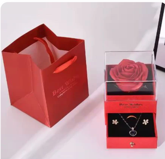 Coffret Rose Éternelle & son Collier d'Amour : L'Écrin d'Amour Éternel