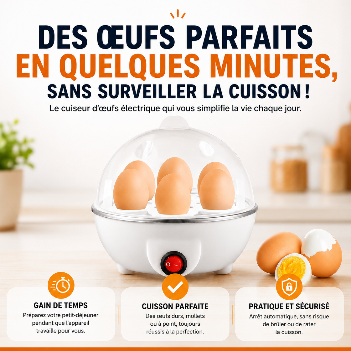 Cuiseur à œufs multifonction – Mini machine petit-déjeuner à cuisson rapide