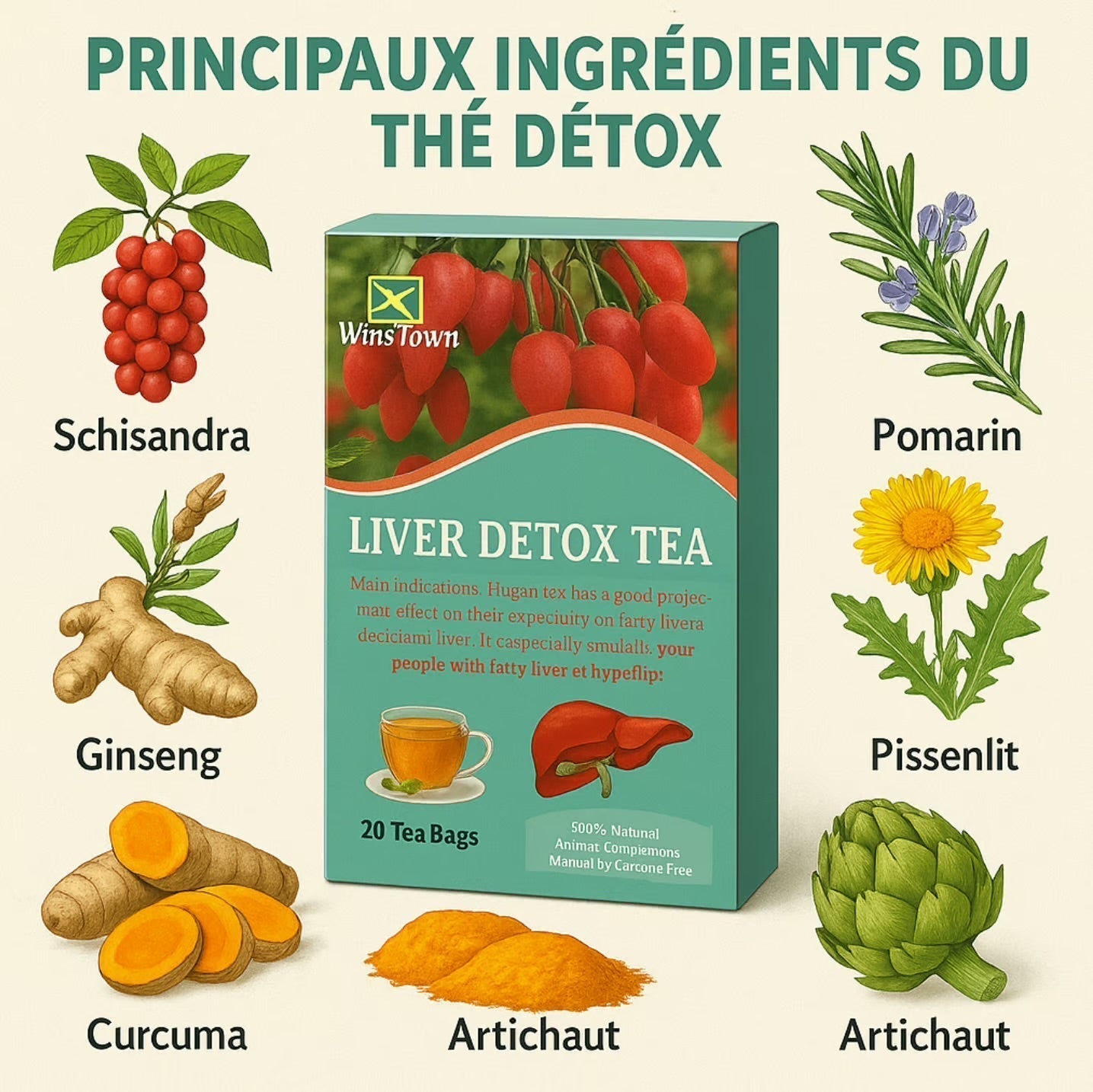 Thé Herbal Anti-Toxique pour la Détoxification du Foie Cm