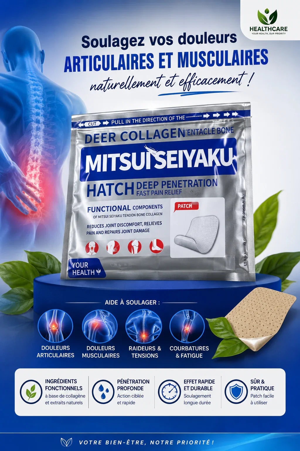 PATCH ANTI-DOULEUR AU COLLAGÈNE CC