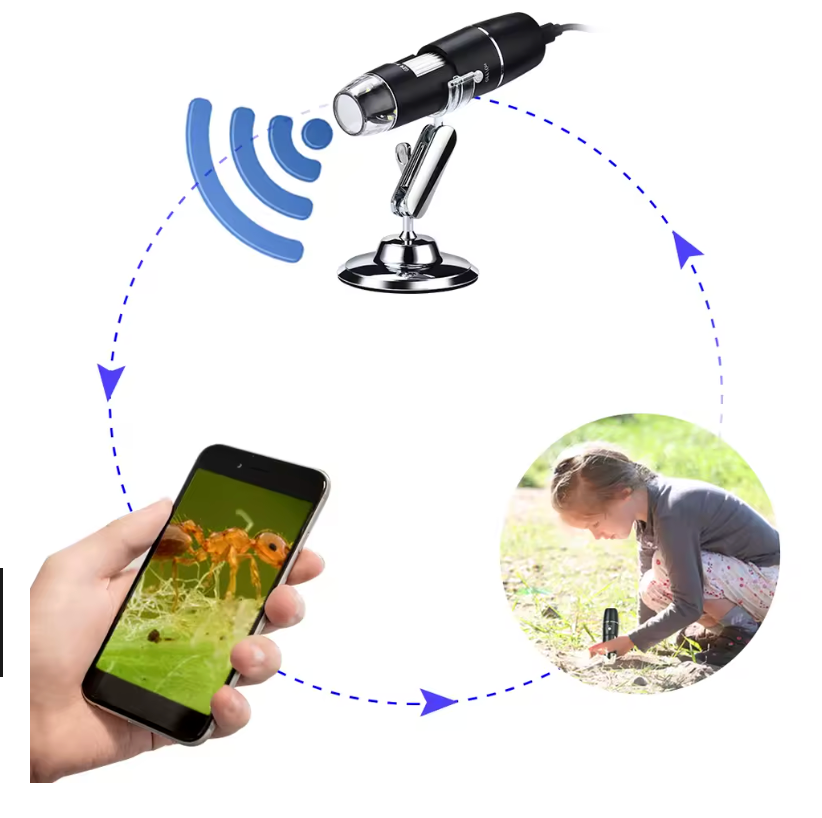 📱 Microscope Portable Connecté à Votre Téléphone 🔍 Grossissement 50x à 1600x – Explorez l’Invisible en Haute Précision ✨