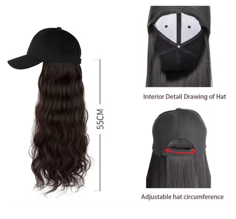 🧢 Casquette Perruque 22 Pouces – Style Instantané, Confortable & Facile à Porter ✨