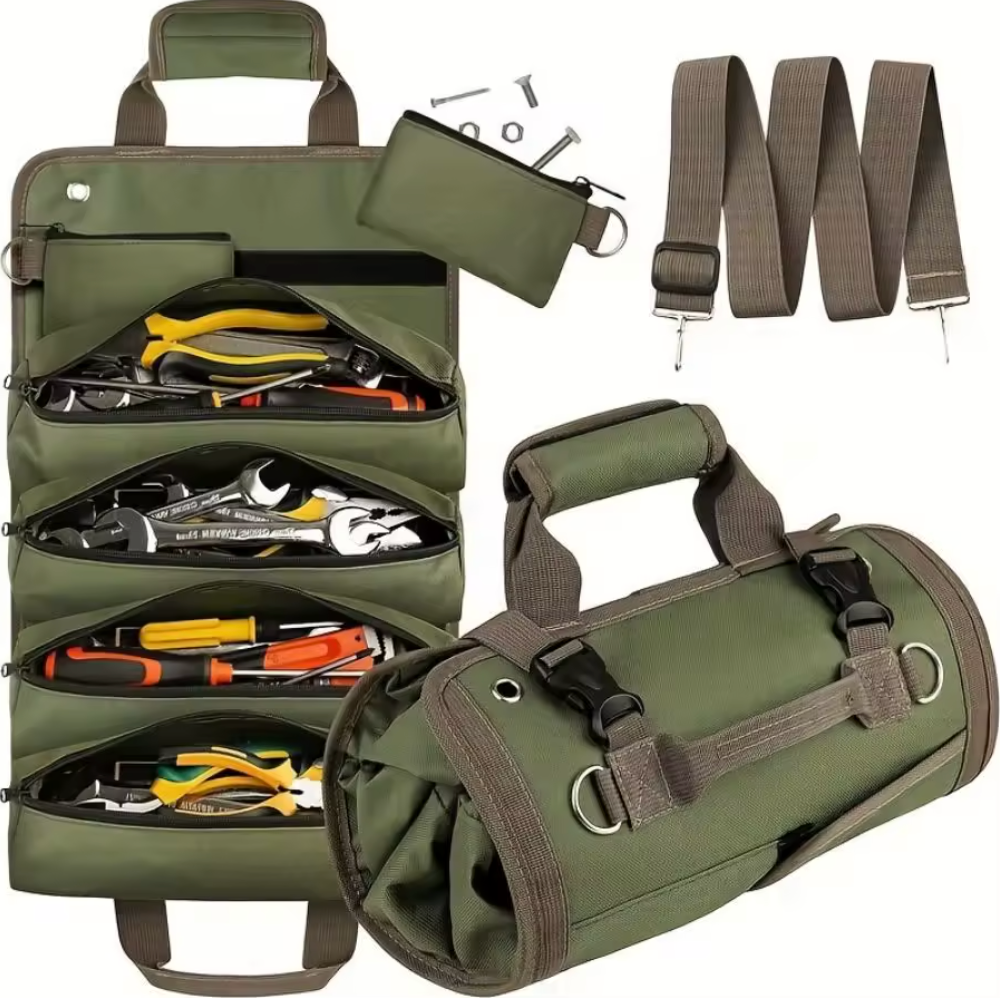 🧰 Sac à Outils Enroulable avec Compartiments – Organisation Parfaite, Gain de Place & Transport Ultra Pratique ✨