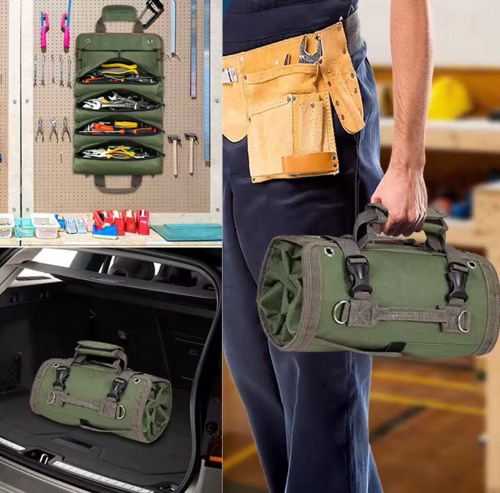 🧰 Sac à Outils Enroulable avec Compartiments – Organisation Parfaite, Gain de Place & Transport Ultra Pratique ✨