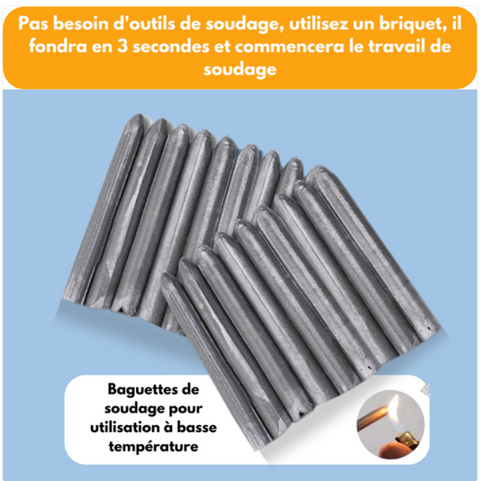 Baguettes de soudage à basse température en aluminium et acier inoxydable (3 Pièces)