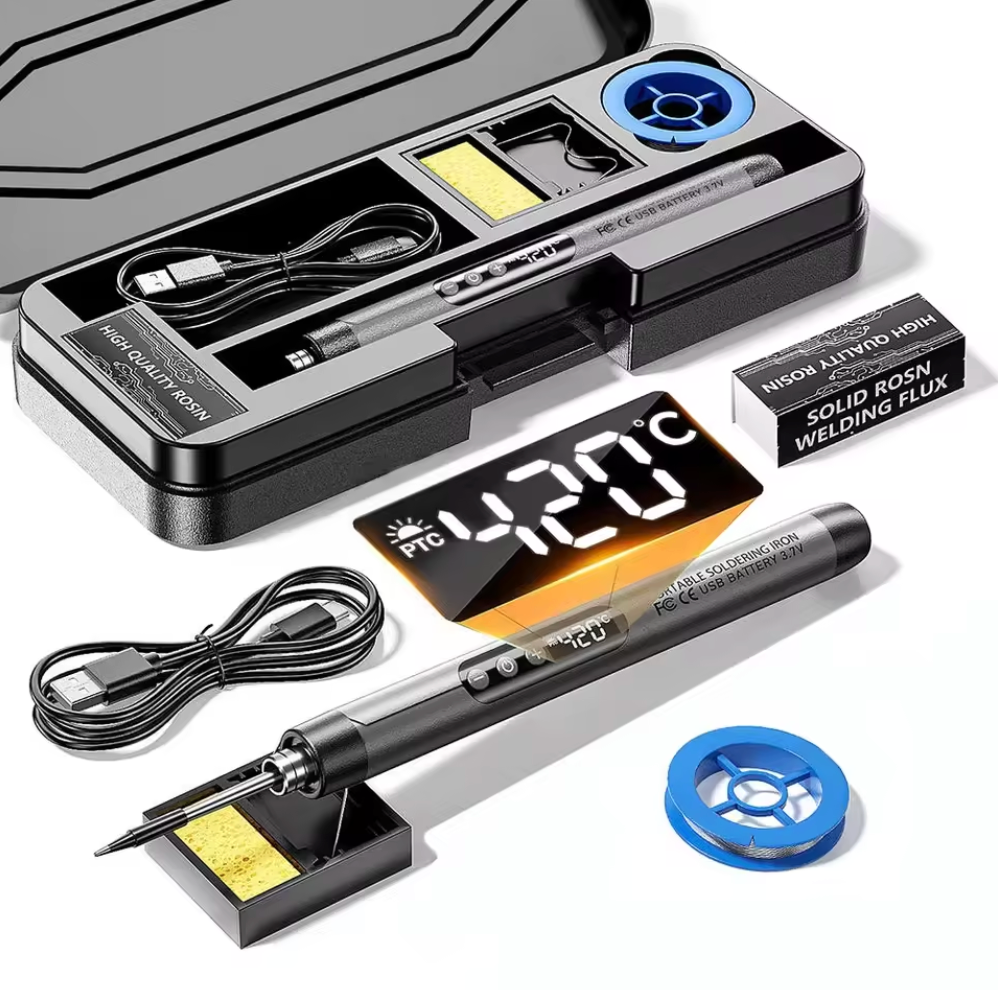 🔥 Fer à Souder Double Usage USB 🔧 Température Réglable 3 Vitesses – Résine, Support, Boîte de Rangement & Élément Chauffant Inclus 🧰