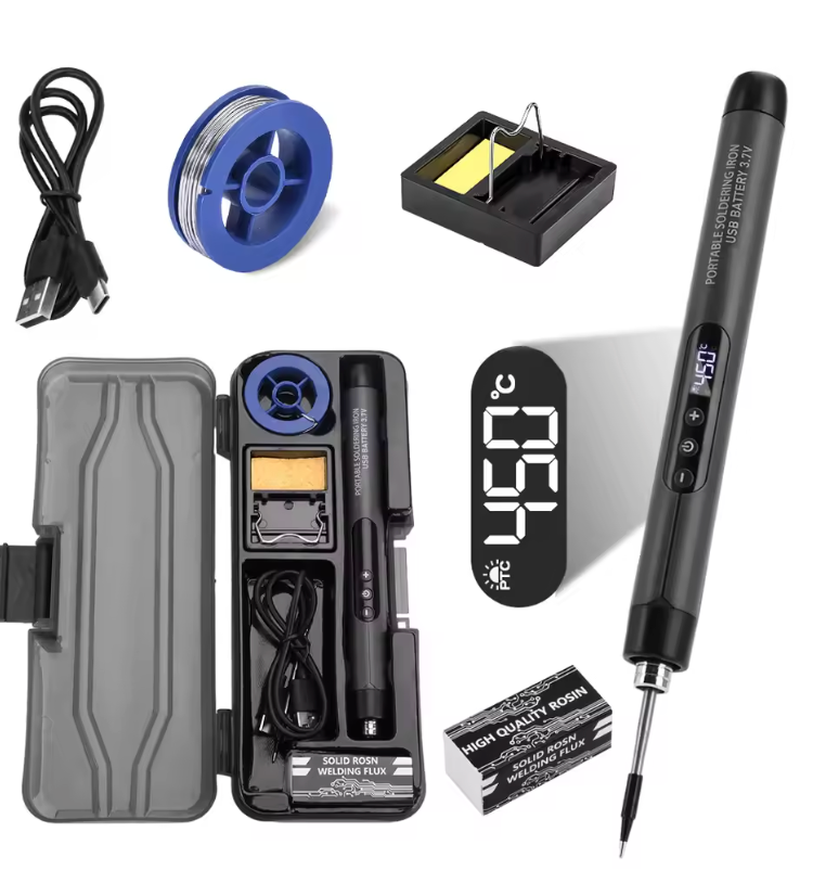 🔥 Fer à Souder Double Usage USB 🔧 Température Réglable 3 Vitesses – Résine, Support, Boîte de Rangement & Élément Chauffant Inclus 🧰