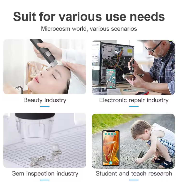 📱 Microscope Portable Connecté à Votre Téléphone 🔍 Grossissement 50x à 1600x – Explorez l’Invisible en Haute Précision ✨