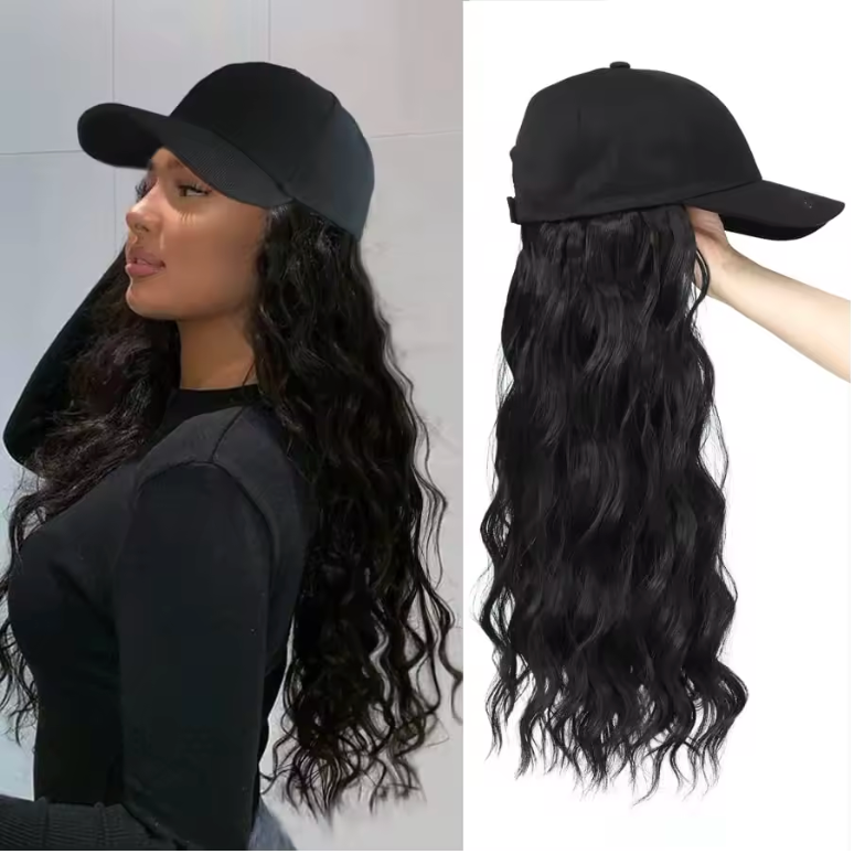 🧢 Casquette Perruque 22 Pouces – Style Instantané, Confortable & Facile à Porter ✨