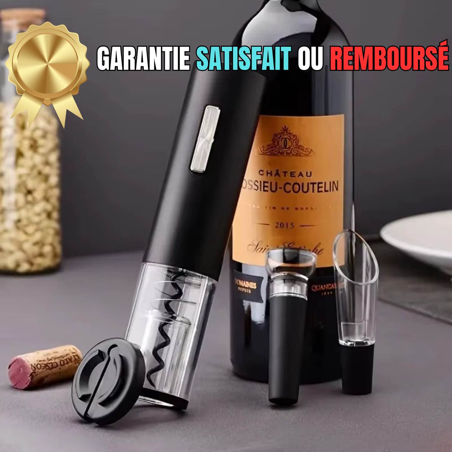 Ouvre-Bouteille de Vin Électrique Automatique avec sa Base de Chargement