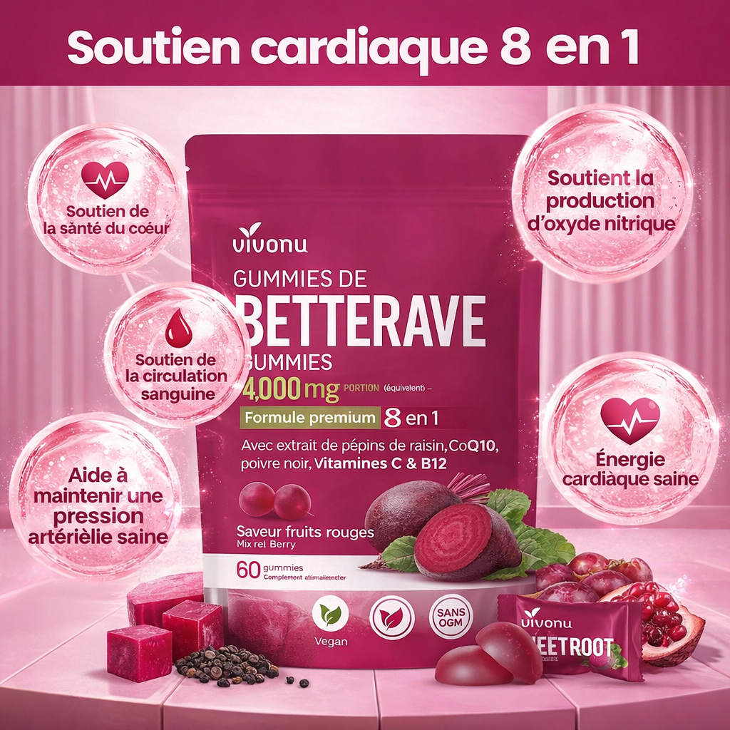 Gummies de betterave premium 8 en 1-Plus d’énergie, plus de confiance, chaque jour
