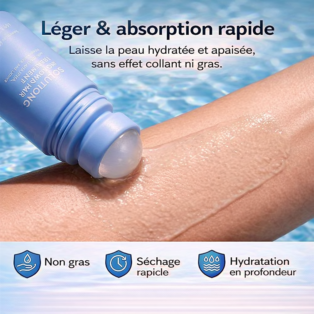 Roll-on -Solution apaisante pour l'épilation dépilatoire, lotion hydratante