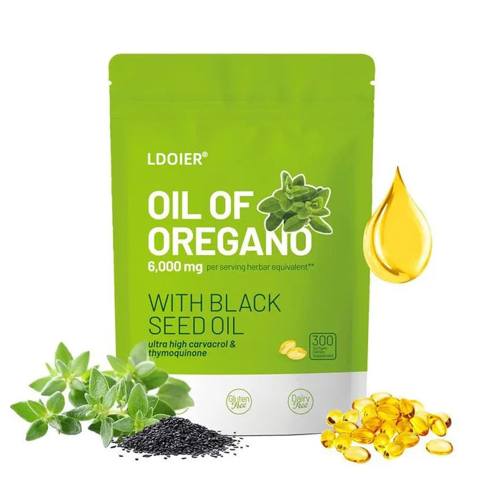 Oil of Oregano Capsules-huile d'origan équilibrée avec de l'huile de nigelle