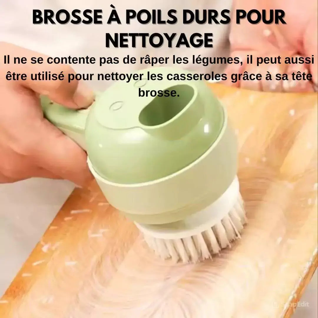 HACHOIR ÉLECTRIQUE CUIZEN 4 en  1 : Découpe, Épluche, Mixe & Nettoie