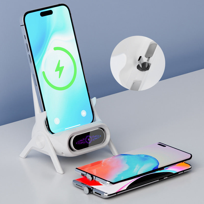 Support de Téléphone 3-en-1 avec Chargeur - Compatible MagSafe, Écran LCD