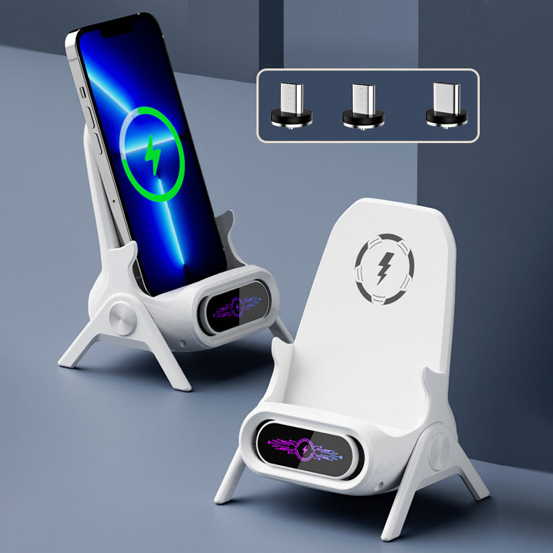 Support de Téléphone 3-en-1 avec Chargeur - Compatible MagSafe, Écran LCD