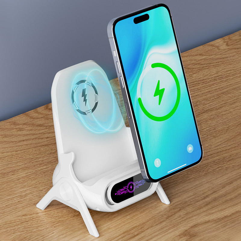 Support de Téléphone 3-en-1 avec Chargeur - Compatible MagSafe, Écran LCD