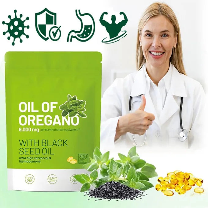 Oil of Oregano Capsules-huile d'origan équilibrée avec de l'huile de nigelle